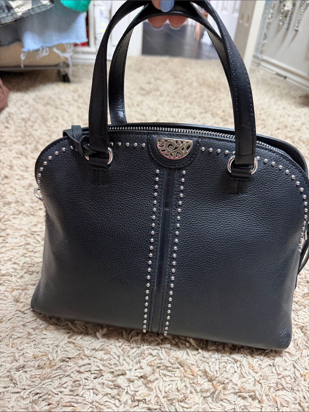 Brighton Black Studded Dome Satchel. Brand new with tags
